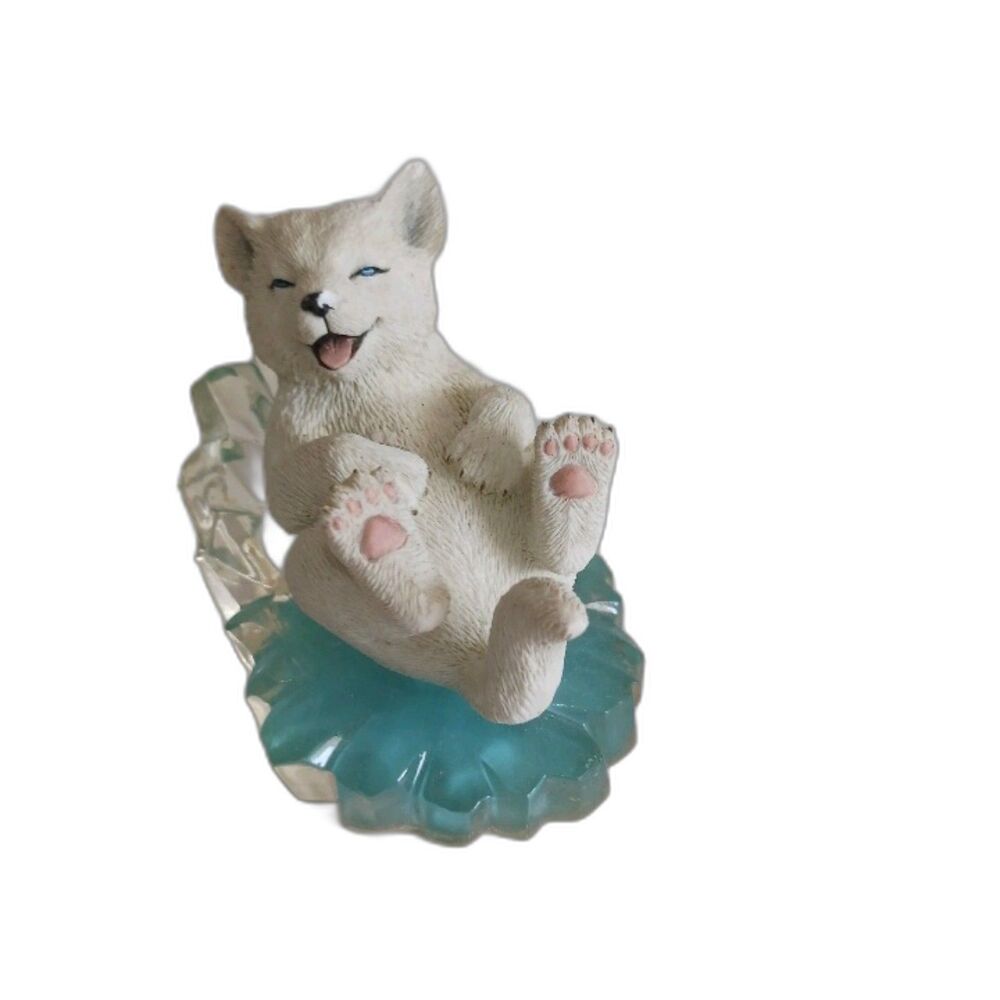 Hamilton Collection Arctic Antics Cool Slide White Wolf Dog Figurine 1998 READ